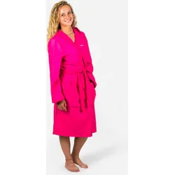 Bademantel Damen kompakt Kapuze Mikrofaser - rosa rosa XS