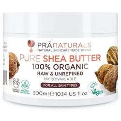 PraNaturals 100% Bio Sheabutter 300ml, Rohes, unraffiniertes Extra Virgin A-Grade African
