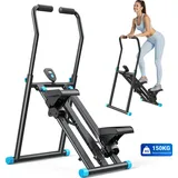 Merach Klappbarer Stepper – Vertical Climber Heimtrainer – höhenverstellbar, LCD-Display - Schwarz