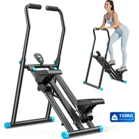 Merach Klappbarer Stepper – Vertical Climber Heimtrainer – höhenverstellbar, LCD-Display - Schwarz