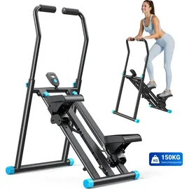 Merach Klappbarer Stepper – Vertical Climber Heimtrainer – höhenverstellbar, LCD-Display - Schwarz