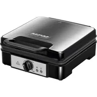 MPM MGO-36M - Waffeleisen - mit viereckigen Platten für 4 Waffeln nach belgischer Art - Dicke Waffeln - Doppelt - mit Antihaftbeschichtung und Thermostat - 1200 W - Groß - Elektrisch - Silber