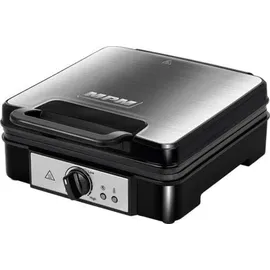 MPM MGO-36M - Waffeleisen - mit viereckigen Platten für 4 Waffeln nach belgischer Art - Dicke Waffeln - Doppelt - mit Antihaftbeschichtung und Thermostat - 1200 W - Groß - Elektrisch - Silber