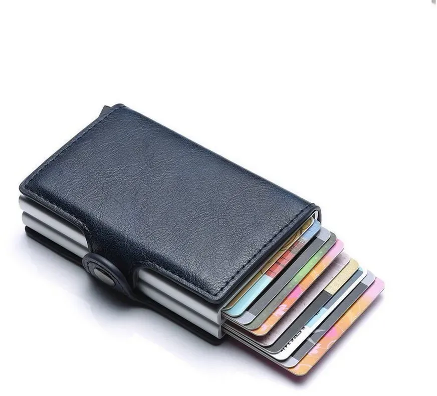 Mutoy Mini Geldbörse, Geldbörse Herren, Leder Geldbörse, Smart wallet mit RFID-Schutz (Men's Wallet, Mini Portemonnaie Herren,Geldbörse mit Münzfach, Slim Portmonnaie Clip, Kreditkartenetui Herren Damen mit Geldbeutel), Kreditkartenetui Smart Wallet mit Kartenetui + Münzfach Portmonee blau