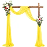 ZJILIXIA Querbehang 70 * 600cm,Hochzeitsbogen Tüll,Hochzeit Querbehang Freihanddeko,Hochzeitsbogen Vorhang Deko,Weiches Polyestergewebe Hochzeit Vorhang,Für Party, Fotografie,Hochzeit (Gelb)