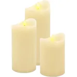 Spetebo LED Kerze 10 12 15 cm weiß 3er Set