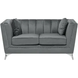 Beliani Sofa Samtstoff Grau 2-Sitzer