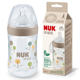 NUK for Nature Babyflasche mit Temperature Control braun, 260ml, Silikon, 0+ (10216038)