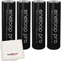 Panasonic 4er Pack Eneloop XX Pro Mignon AA Akkus 2550 mAh (min. mAh) - inkl. hochwertiger Kraftmax Akkubox