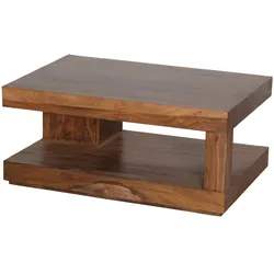 Kadima Design Sheesham Massivholz Couchtisch, Einzigartige Maserung, 30 kg Belastbar. 90x60x40 cm