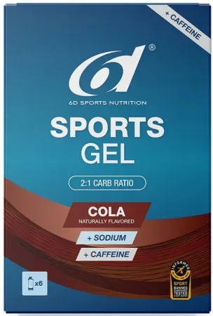 6D Sports Gel Cola Plus Koffein 6x45ml