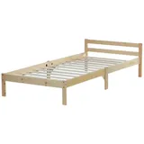 Homestyle4u Holzbett Braun, Holz, Kiefer, 90x200 cm, Schlafzimmer, Betten