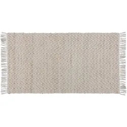 Teppich beige 80 x 150 cm ZickZack-Muster Kurzflor zweiseitig AFRIN