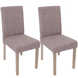 2er-Set Esszimmerstuhl Littau, Stuhl Küchenstuhl ~ Textil, grau, Beine Struktur - Eiche
