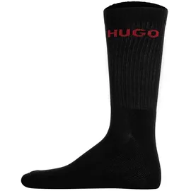 Hugo Herren Socken, 6er Pack - RIB LOGO, Logo, gerippt, uni Schwarz 39-42