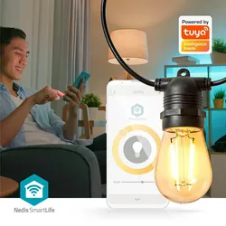 Nedis SmartLife-Dekorationsleuchten - Party-Lichter - Wi-Fi - Warmweiss - 10 LED's - 9.00 m - Android - Lampendurchmesser: 45 mm