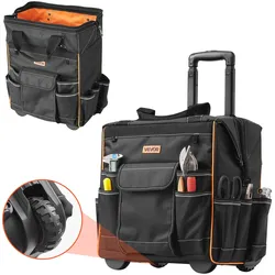 VEVOR Werkzeugrucksack mit Rollen 25 Taschen Arbeitsrucksack Werkzeugtasche 50kg