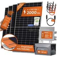 Solarway Balkonkraftwerk 2000W Komplett Steckdose mit 1,6kWh Anker Speicher - Ausgang einstellbar 600/800/2000W - 4x500W JaSolar-Module, Wechselrichter mit APP&WiFi, Plug&Play