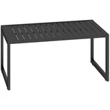 Outsunny Beistelltisch mit Lamellendesign Balkontisch aus Aluminium Kaffeetisch wetterfest Gartentisch pflegeleicht Sofatisch Outdoor Tisch für Balkon Garten