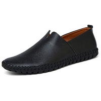 Einfarbige Lederschuhe Für Herren Business-Schuhe Aus Leder Mit Weicher Sohle Atmungsaktive Slipper,Farbe: Schwarz,Größe:49