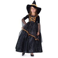 Dress Up America Kleines Mädchen schwarz und orange Hexe Kostüm