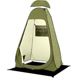 BRIAN & DANY Duschzelt Camping, Pop Up Toilettenzelt, Tragbares Umkleidezelt mit Regenschutz und Fenstern, Sichtschutz Zelt für Outdoor, UPF 50+ Wasserdicht, 120 x 120 x 195 cm, Olivgrün