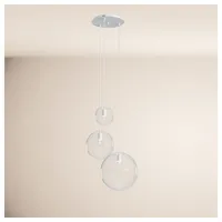 S.luce Pendelleuchte Orb 3-flammige Galerieleuchte Modular Klar, Weiß