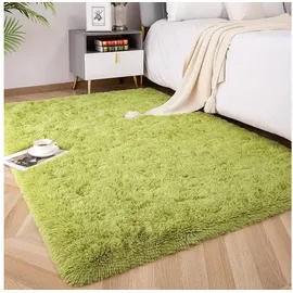 luxuskollektion Teppich Hochflor Shaggy Wohnzimmer Schlafzimmer Grün 200 x 300 cm
