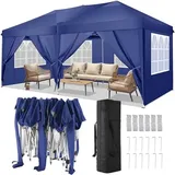 TOOLUCK Pavillon 3x6 Faltpavillon Wasserdicht Stabil Winterfest Faltbar Partyzelt mit 6 Seitenteilen Pop up Gartenpavillon UV Schutz 50+ Höhenverstellbar für Strand Hochzeit Camping, Grau