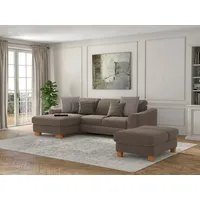 sit&more Ecksofa SIT & MORE "Dundee L-Form", grau (taupe), B:264cm H:86cm T:175cm, Sofas, Ecksofa, mit Federkern und Massivholzfüßen, wahlweise mit Kopfteilverstellung