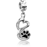 Nenalina Bead Pfoten Herz Emaille 925 Sterling Silber Charms & Kettenanhänger Damen