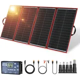 DOKIO Solarpanel Faltbar 300W 18V Kit Monokristalline mit Solar Ladegerät (LCD Anzeige + 2 USB Ausgang) und Kabel für 12V Kfz Batterie, AGM, GEL, Säurebatterie, Generatoren plug and play