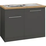 wiho Küchen Spülenschrank »Unna«, 110 cm breit, inkl. Tür/Sockel/Griff für Geschirrspüler, grau