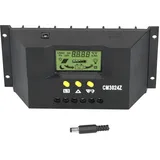 PWM Solarchargeregler 12V 24V 30A mit LCD-Anzeige Automatische Spannungserkennung Mehrfachschutz für Solaranlagen Laderegler mit Intelligenter Technologie