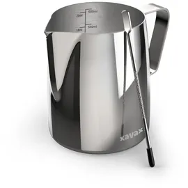 xavax Barista-Milchkännchen mit Latte Art Pen, Edelstahl, 600 ml, Silber