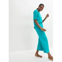 Hausanzug BONPRIX, Damen, Gr. 40/42 (M), smaragd, Obermaterial: 100% Baumwolle, oversize, Homewear-Sets Hausanzug, aus Baumwolle, Oversize-Passform, gerippte Struktur, weite Hose