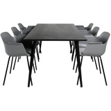 ebuy24 Dipp180x90BLBL Essgruppe Esstisch schwarz und 6 Comfort Esszimmerstühle grau.