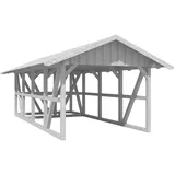 SKANHOLZ Skan Holz Carport Schwarzwald m. Dachschalung u. Abstellr. 424 x 772 cm Weiß