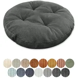 Lsjoaw Sitzkissen Rund 50cm Dicke 8cm 1 Stück Bodenkissen Rund Sitzpolster Stuhlauflage Sitzpolster Stuhlkissen Polster Auflage für Wohnzimmer Büro Konferenzraum Cordstoff (Dunkelgrau)