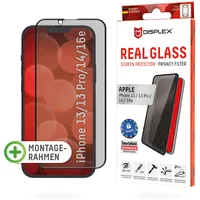 Displex Privacy Full Cover Panzerglas (10H) für Apple iPhone 13/13 Pro/14/16e
