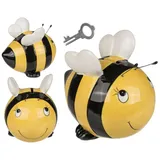 Out of the Blue 144343 - Spardose Biene aus Keramik, ca. 15 x 13 cm, tolle Sparbüchse mit Schlüssel, verschließbare Figur, Dekoration