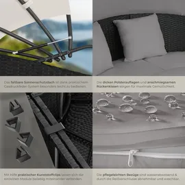 Tectake Sonneninsel Rattan schwarz/grau