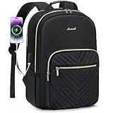 LOVEVOOK Laptop Rucksack Damen, 14 Zoll Laptoptasche Rucksack Wasserdicht Schulrucksack Mädchen Teenager Klein Schwarz Rucksack mit Laptopfach, für Business Reisen Schule