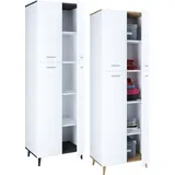 VCM Holz Kleiderschrank 5 Fächer Maße: H. 240 x B. 70 x T. 39 cm 4 Drehtüren Mehrzweckschrank - Landos
