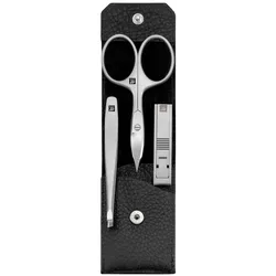 ZWILLING Beauty Maniküre Pediküre Set 3tlg. mit Kompakt-Nagelknipser, Leder, schwarz Nagelpflegeset 