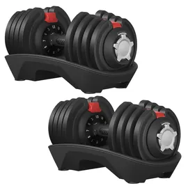 Songmics Kurzhanteln 2er set Verstellbare Kurzhantel 1,5 kg bis 18 kg schwarz/rot