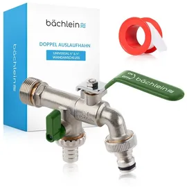 Bächlein Doppel-Wasserhahn 1/2 & 3/4 Zoll grün