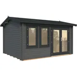 Palmako Gartenhaus Iris 11,1 m2 - 44 mm dunkelgrau/anthrazit lackiert