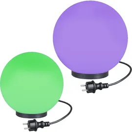 H4L Kugellampen RGB Kugelleuchten 2er Set Ø 25/30cm Außenleuchten Garten Lampen LED - Weiß