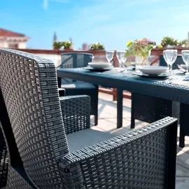 BICA Poltrona 2er Set Lido Gastro Sessel inkl. Sitzkissen, Graphit, Gartensessel, Wetterfest